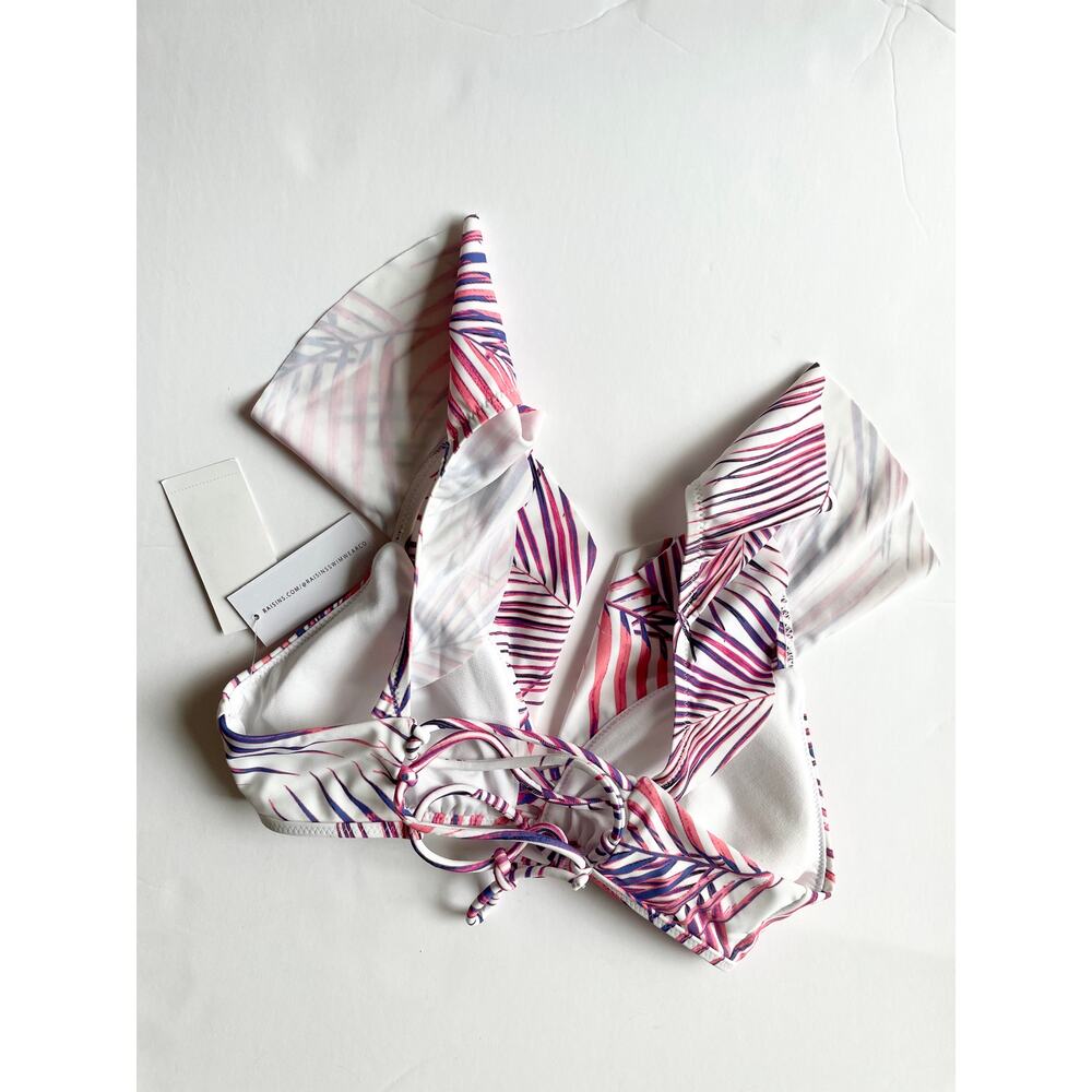 Raisins Bali Palisades Ruffled Bikini Top White Multi Small New - Picture 4 of 5